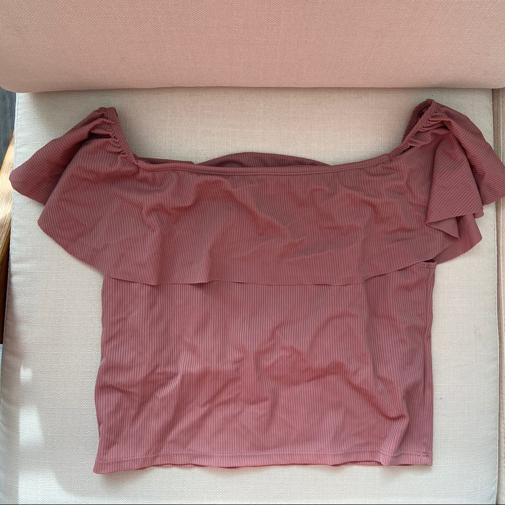 Kortni Jeane large ribbed dust rose swim top